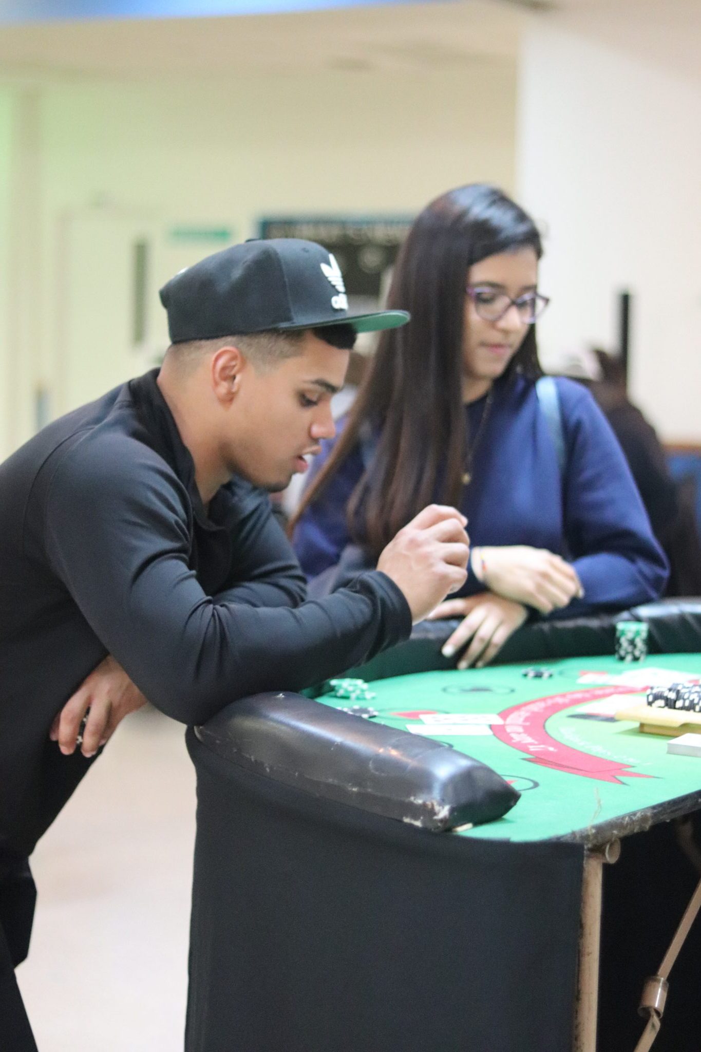 students participating in a casino night activity